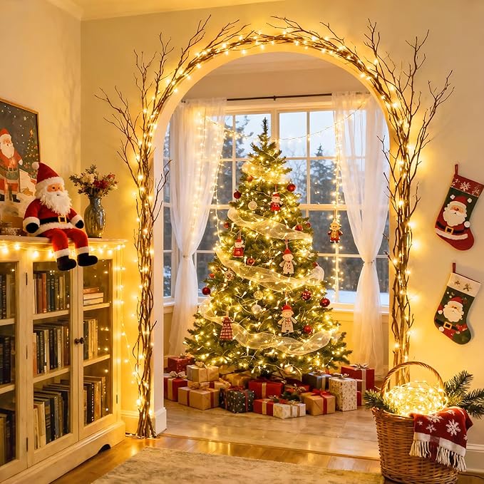 JMEXSUSS 400 LED Christmas Lights Indoor Outdoor, 132 ft Warm White String Lights Plug in with Remote, 8 Modes Twinkle Christmas Tree Lights for Bedroom Outside Garden Patio Home Party Xmas Tree Decor