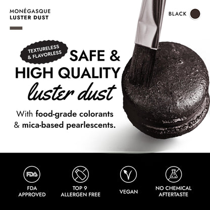 MONÉGASQUE Black Edible Glitter for Drinks 15g – Black Edible Glitter for Cakes & Cocktails – Halloween Sprinkles Luster Dust for Drinks, Cake, Cocktail, Cupcakes – Drink Shimmer – Spray Cakes Powder