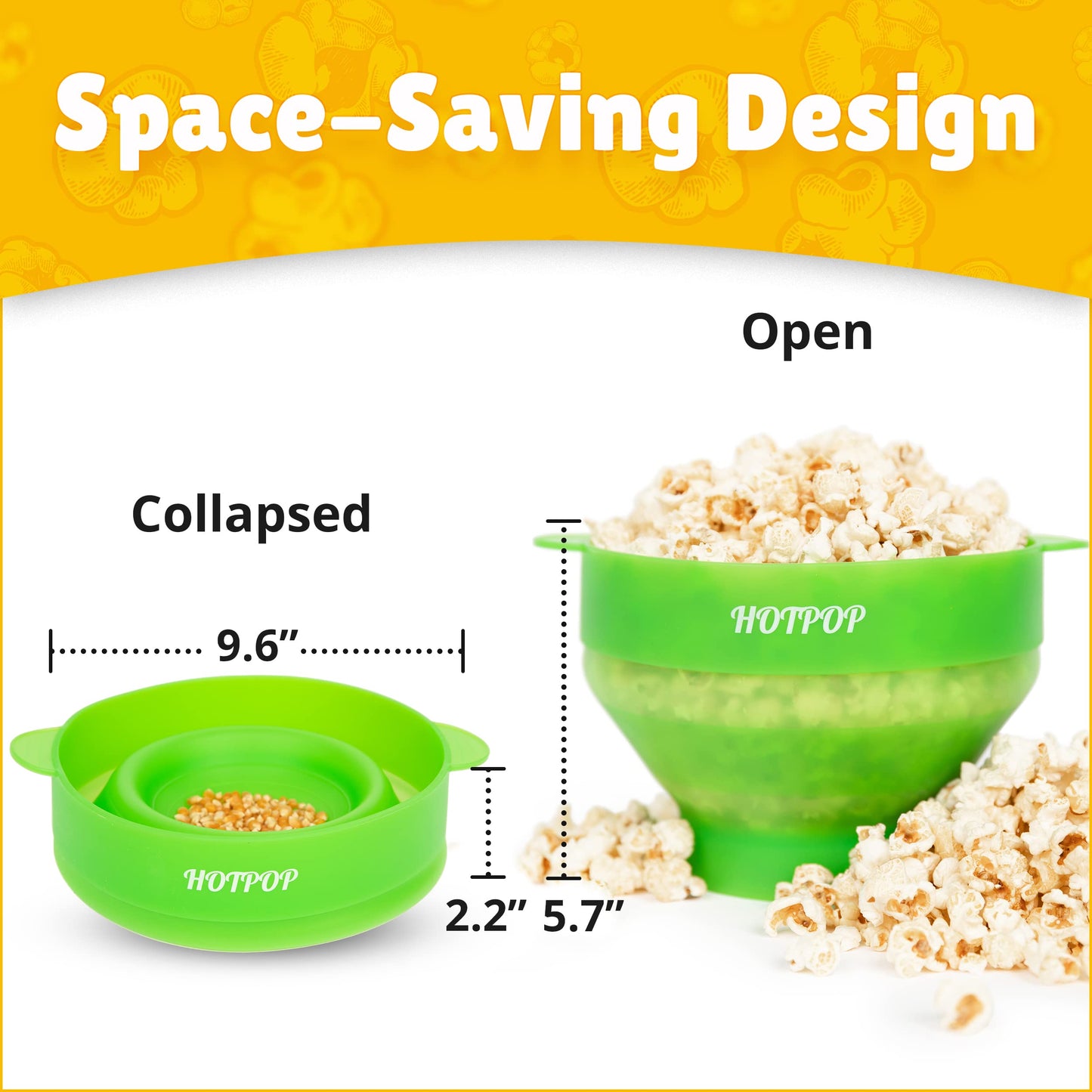 The Orginal HotPop Silicone Popcorn Maker - Microwave Popcorn Popper with Handles - Collapsible Bowl, Heat-Resistant, Easy to Clean, Ideal for Family Movie Nights, 15-Cup Capacity - Red