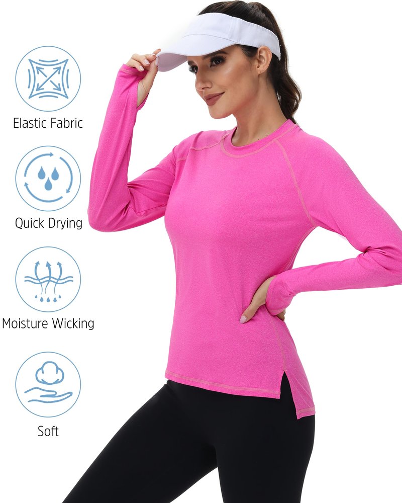 Swim Rash Guard Shirts for Women - UPF 50+ Long Sleeve UV Sun Protection SPF Shirt for Sports Gym Running Workout Fishing