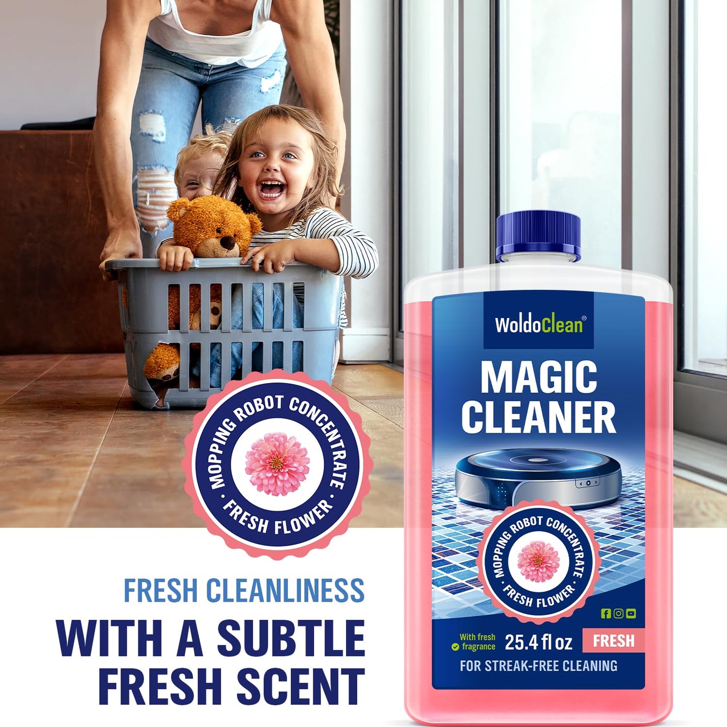 Floor Cleaner for robot vacuum with mop 750ml - ceramic, porcelain and stoneware tiles for 30-50 cleaning cycles