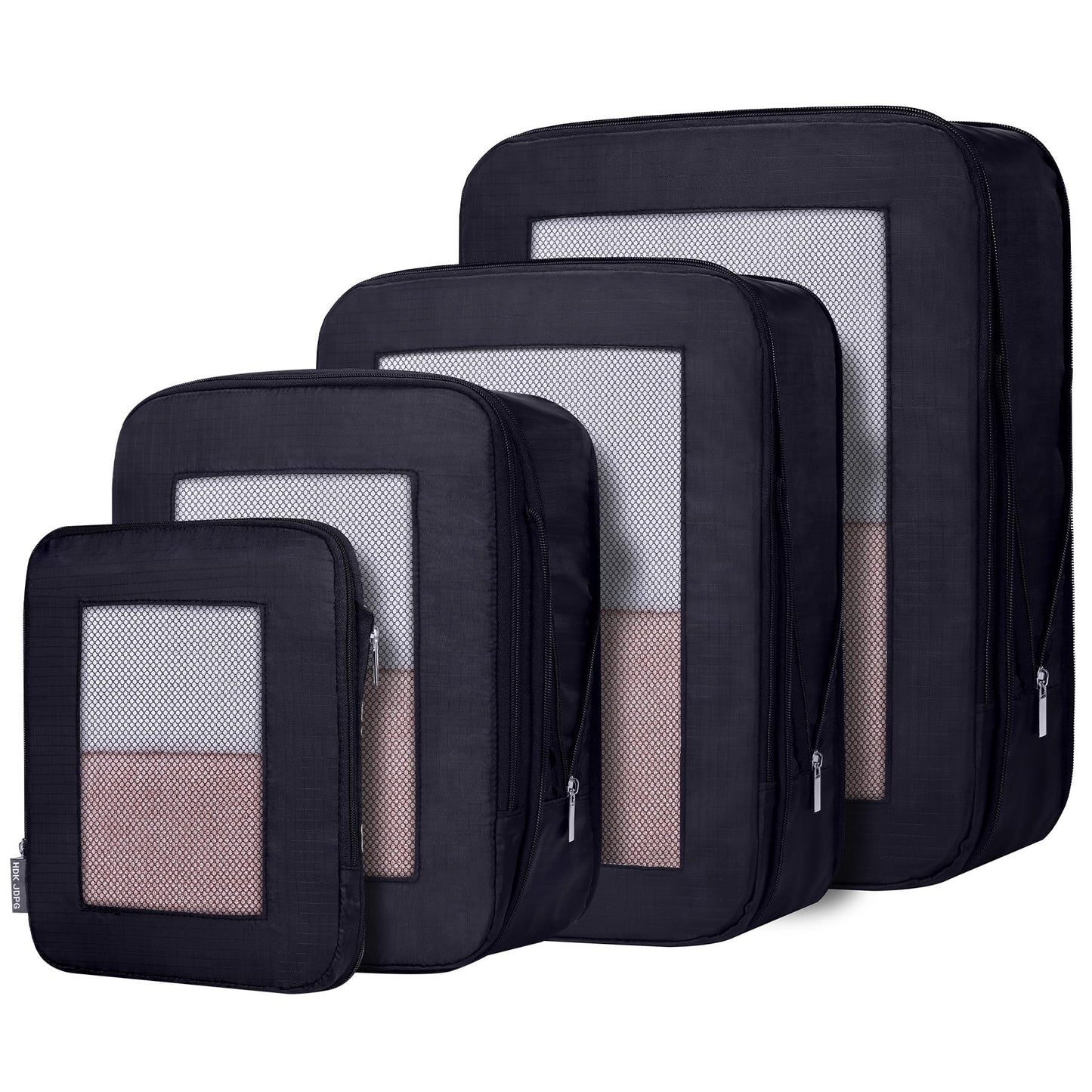 HDKJDPG Ultralight Compression Packing Cubes Travel for Suitcases ，Compressible Mesh Packing Cubes for Travel Women Packing Organizers 4 Set