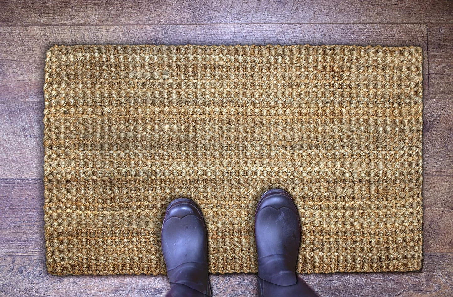 IRONGATE Jute Handspun Area Rug - Premium Jute Handwoven Reversible Chunky Textured Tan Beige Neutral Throw Accent Rug Carpet - Rustic Farmhouse Living Room Bedroom Den Study Décor -24" x 36" Natural