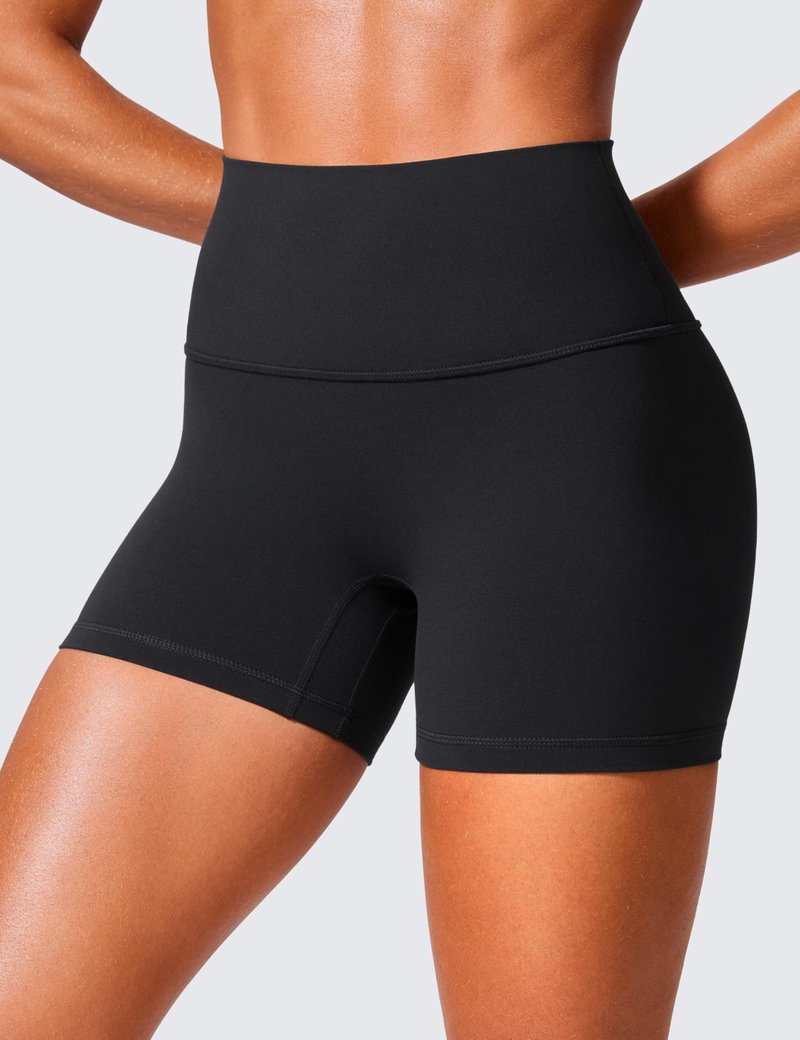 CRZ YOGA Secretsculpt Butterlift Biker Shorts 4" - No Front Seam High Waisted Womens Workout Gym Booty Scrunch Butt Black Small