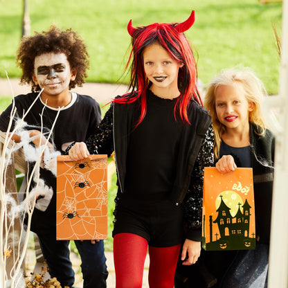 Halloween Treat Bags - 24 PCS Halloween Party Favors,Halloween Goodie Bags with Stickers for Kids | Candy Bags - Trick or Treat Bags,Mini Paper Gift Basket- HALLOWEEN Decorations Party Supplies