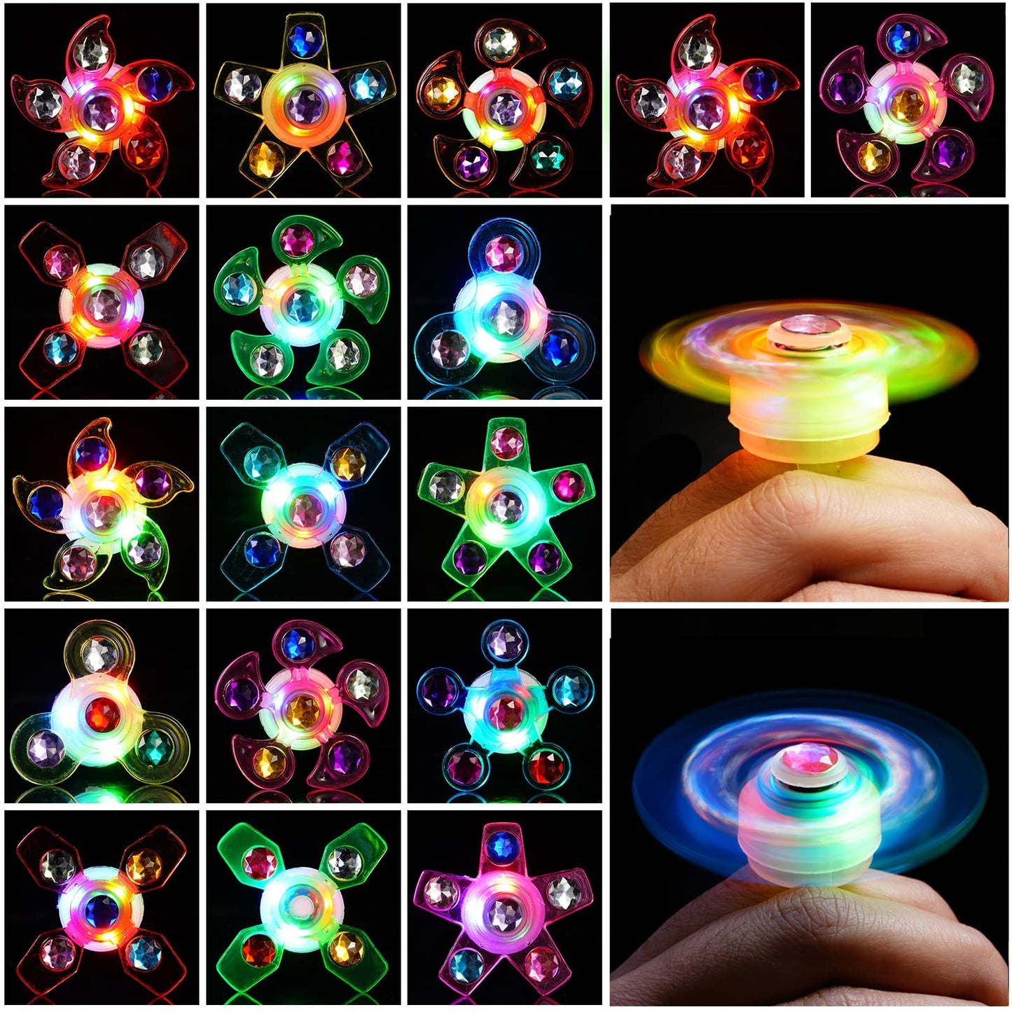 Mikulala 24 PCS LED Light Up Fidget Spinners Rings Halloween Party Favors for Kids 4-8 8-12 Goodie Treat Bag Stuffers Pinata,Birthday Gifts Goodie Bag Stuffers,Glow in The Dark Party Supplies