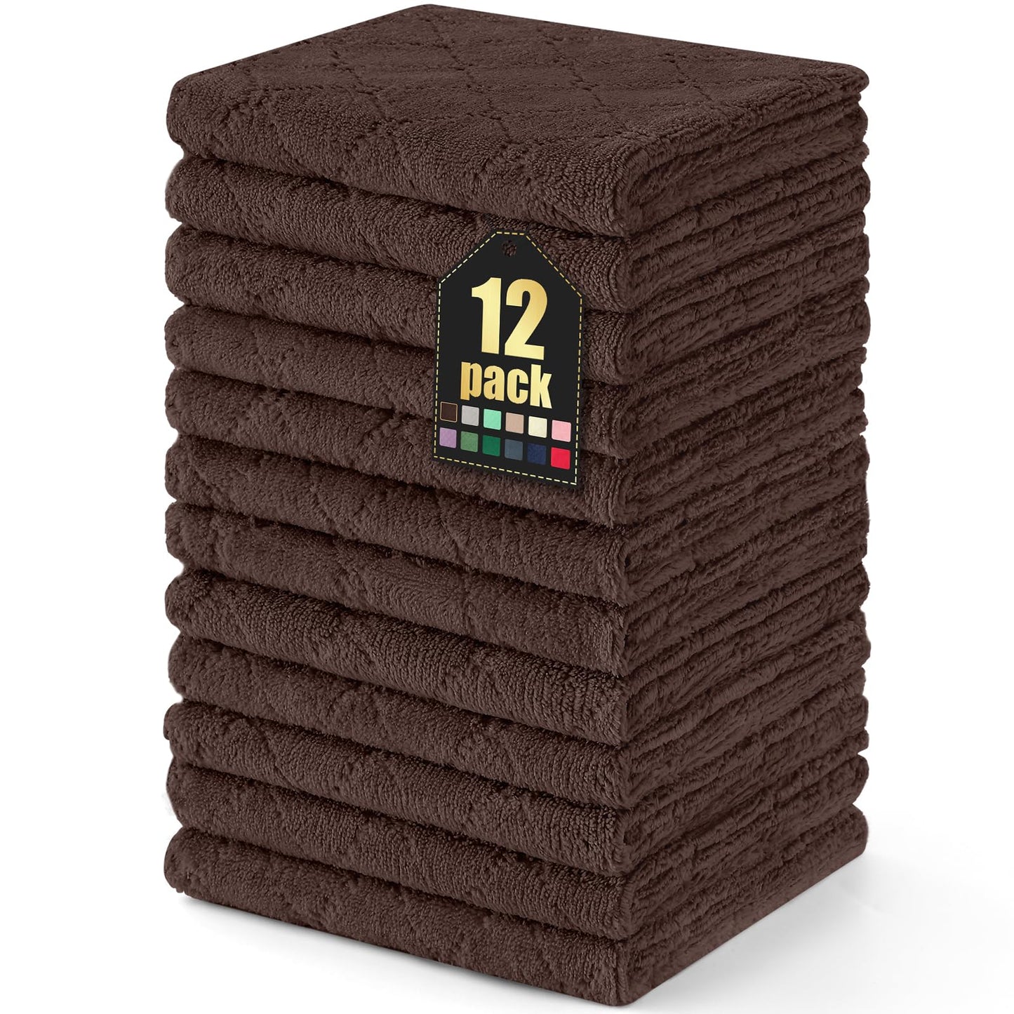 Homaxy 12 Pack Kitchen Dish Cloths (10 x 10 Inches, Grey), Super Soft and Absorbent Coral Velvet Dish Towels, Nonstick Oil Fast Drying Microfiber Cleaning Cloth, No Lint Household Dishcloths