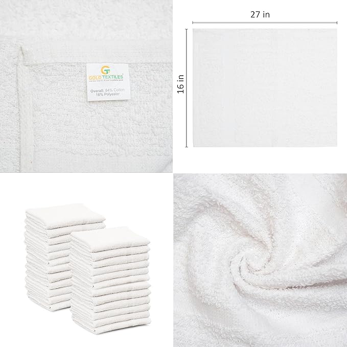24 Pcs White 16x27 Inch Cotton Blend Economy Hand Towels Salon/Gym/Hotel Super