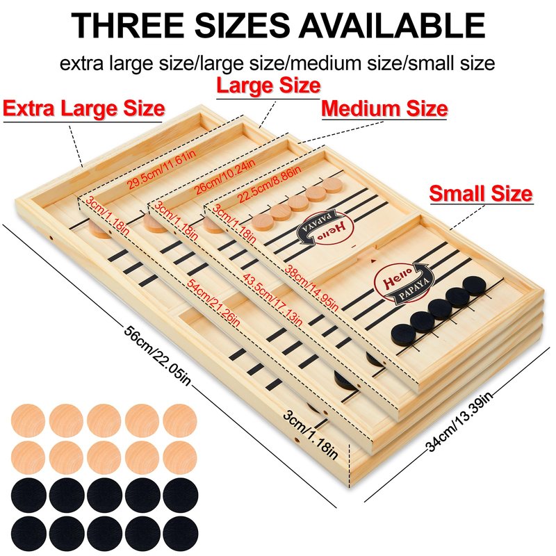 HELLO PAPAYA Fast Sling Puck Game - Test Your Speed and Accuracy with This Fast-Paced Wooden Air Hockey Desktop Battle Board Game - Guaranteed Fun Gifts for Family Night or Friends Party