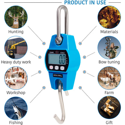Digital Hanging Scale 660 LB 300 KG - Professional Heavy Duty Waterproof Fish Scale - Portable Durable Crane Scale for Luggage Weight Suitcase Hunting Farm Bike Bow Fish Weight Fishing Scale