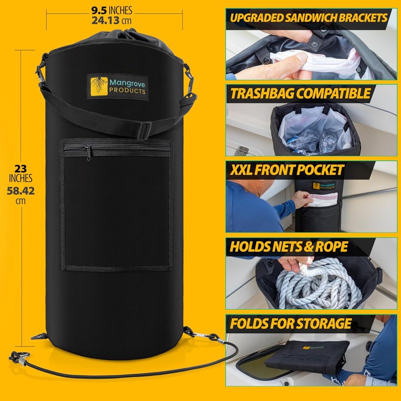 Portable Boat Trash Can - Reusable Marine Trash Bag for Boating | Fishing, RV, Camping Accessories