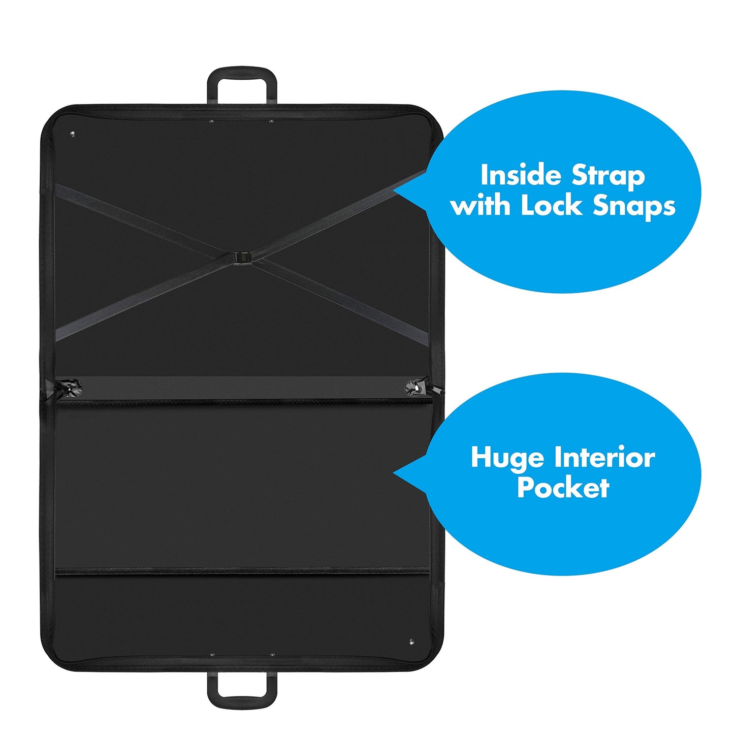 Black Art Portfolio Case Artist Carrying Case Artist Portfolios Case with Shoulder Strap (19x14.7x1.5 Inch)