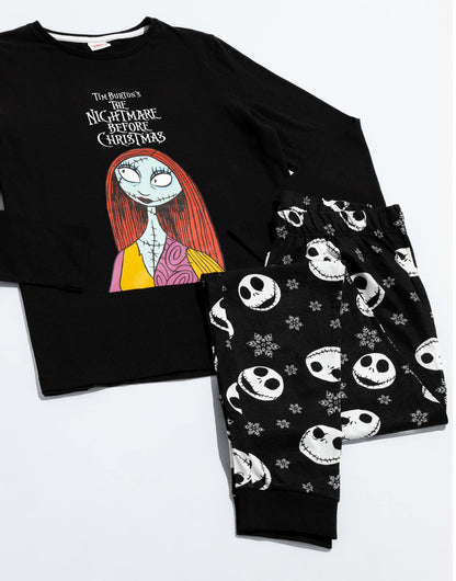 Disney The Nightmare Before Christmas Womens Pajamas | Jack Skellington Sally Halloween Matching Long Sleeve Long Leg PJ Set
