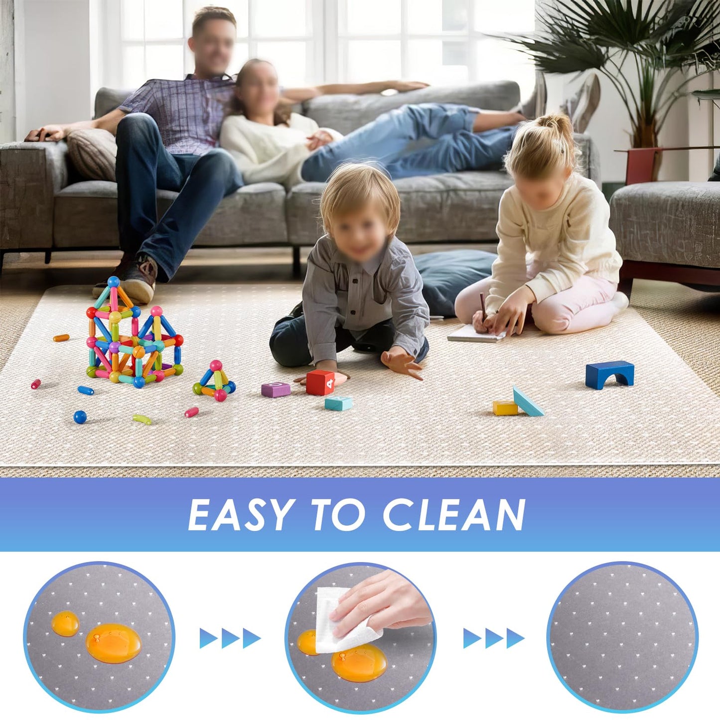 Vicwe Office Chair Mat for Carpeted Floors, 48"X36" Rectangle Desk Chair Mats with Studs for Low and No Pile Carpeted Floors, Easy Glide Computer Desk Chair Mat for Home & Offices
