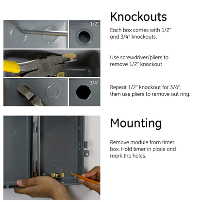 GE 7-Day Digital Pool Timer, 2HP 40A Load Capacity Pump Switch, Outdoor NEMA 3R-Rated Box, Universal Voltage Replacement, Water Heater Control, Tamper Resistant Metal, 46537