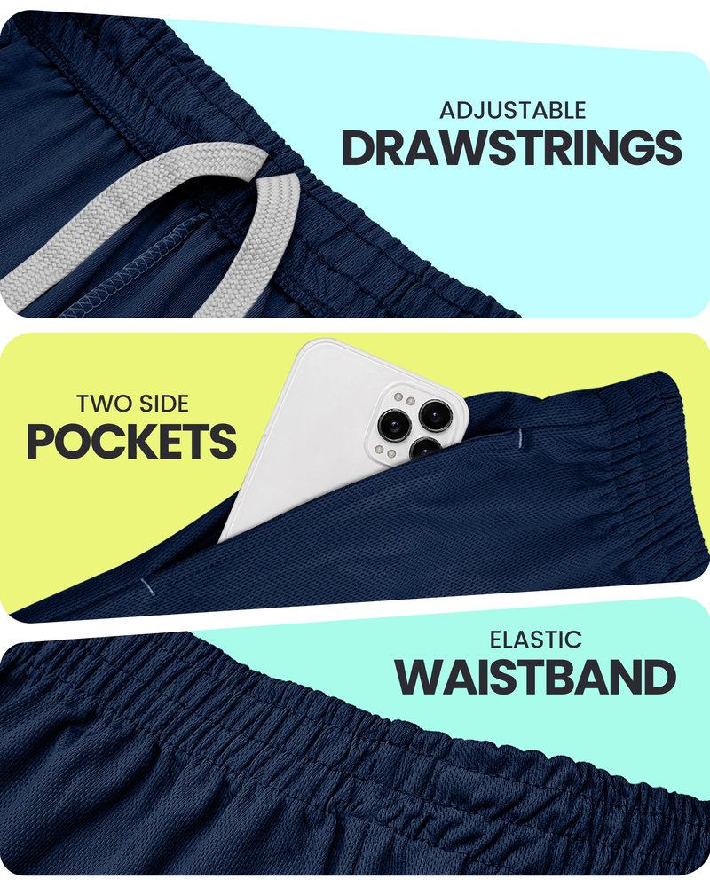 NY Threads Men's Athletic Shorts Quick Dry Loose-Fit Lightweight Running Workout Gym Shorts with Pockets, Medium, Navy