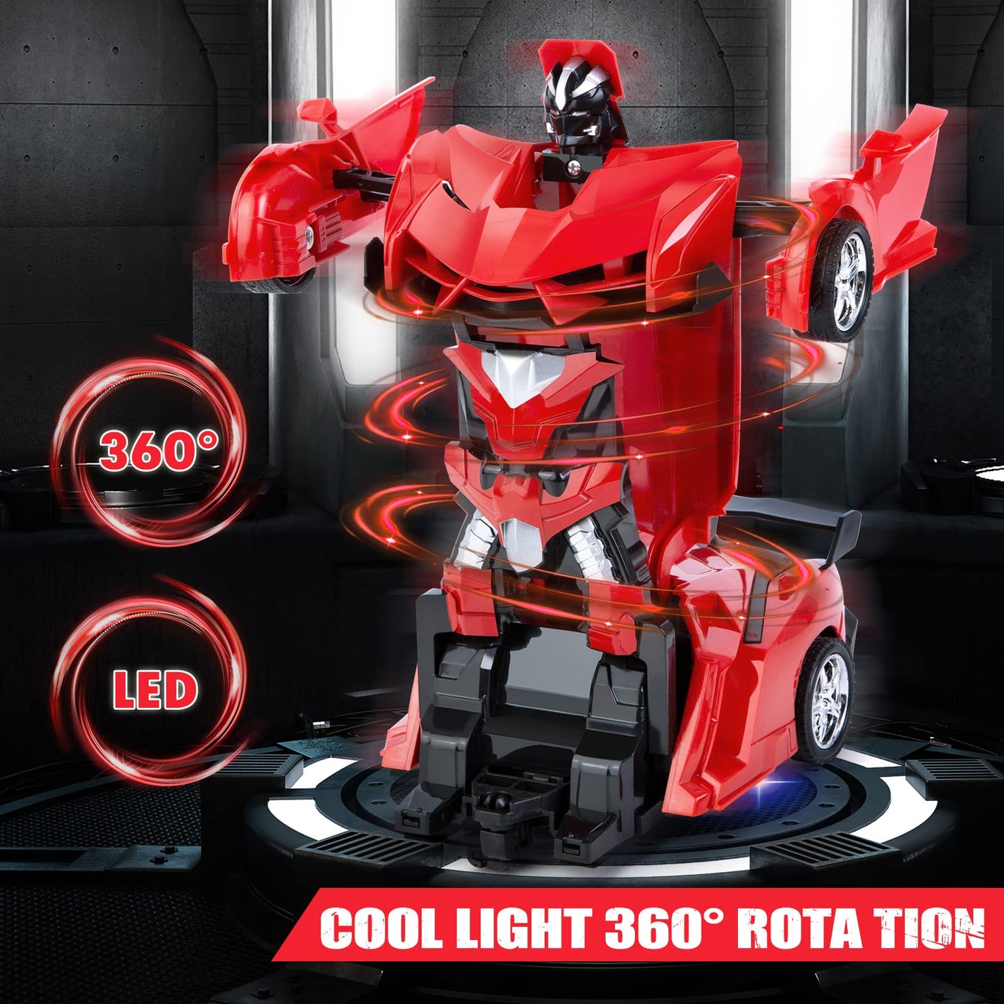 Thedttoy Transforming Toys Remote Control Transform Car 2 in 1 Remote Control Cars for Kids Boys Ages 4-11 Deformation Robot RC Car for Kids Boys Girls (Red)