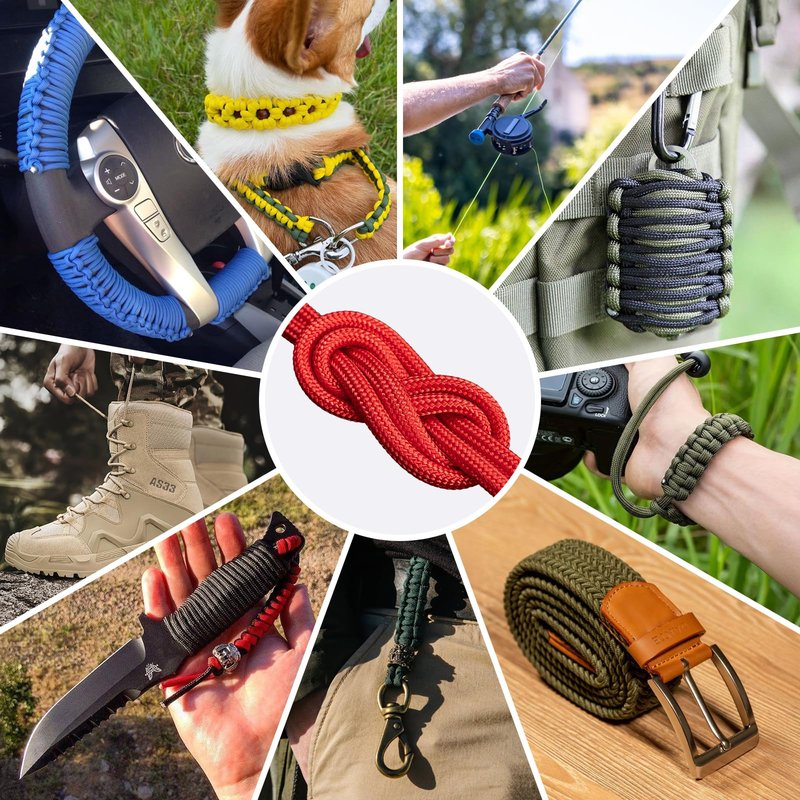 HOKINETY 1200 Paracord Rope - 4.4mm 14 Strand Nylon Parachute Spool para Cord Lanyard for Outdoor Camping Survival Utility Tent Crafting DIY Projects Fishing Clothsline Bracelet - Red 200FT