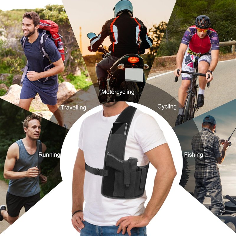 RUIZIH Gun Holster for Men Women Concealed Carry, Universal Shoulder Holster, Adjustable Chest Holsters for Pistols, Fits 1911, Glock 17/19/23, Beretta 92FS, S&Sauer P320/P220, Right Hand