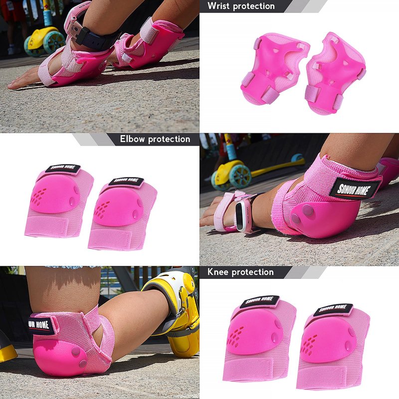 SOHOUR HOME Kids/Youth Knee Pads Elbow Pads Wrist Guards 3 in1Protective Set, for 3-15 Years Child Roller Skates, Cycling, Inline Skating, Skateboard, BMX Bike, Balance Bike, Scooter Riding Sports