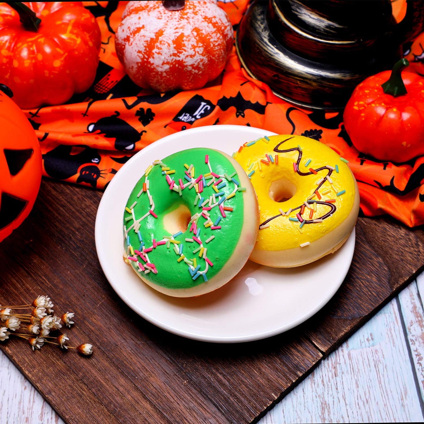 Halloween Fabric 1 Yard Ghost Pumpkin Cats Pattern Halloween Orange Printed Fabric for Sewing Quilting Apparel Crafts Home Decor Supplies (1 Piece)