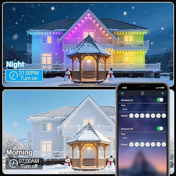 500Ft Permanent Outdoor Lights for House Waterproof, IP67 LED Eave Lights with App/Remote Control, Outdoor Permanent led Lighting for House Roof Decor,Christmas,Party,All Holiday and Daily