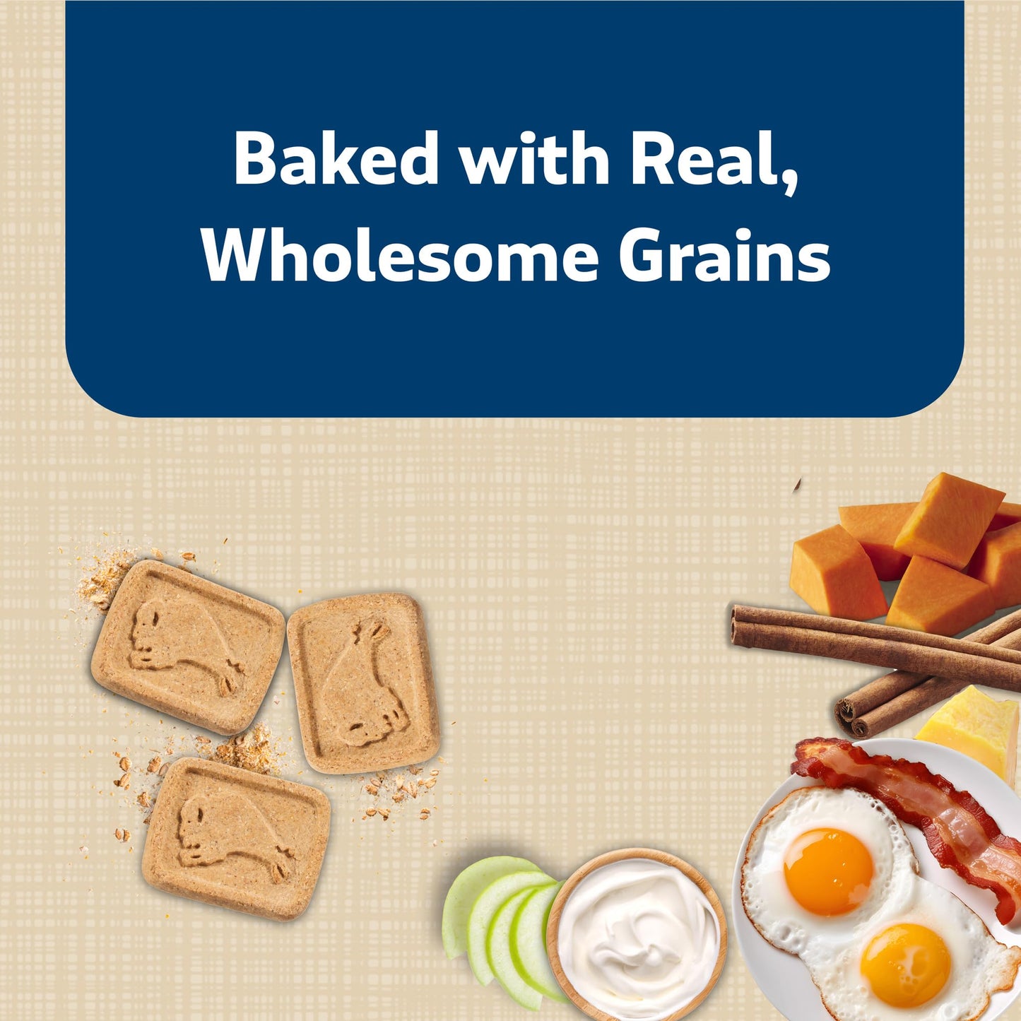 Blue Buffalo Health Bars Crunchy Dog Biscuits, Variety Pack, Bacon, Egg & Cheese, Apple & Yogurt, Pumpkin & Cinnamon, 16-oz Bags