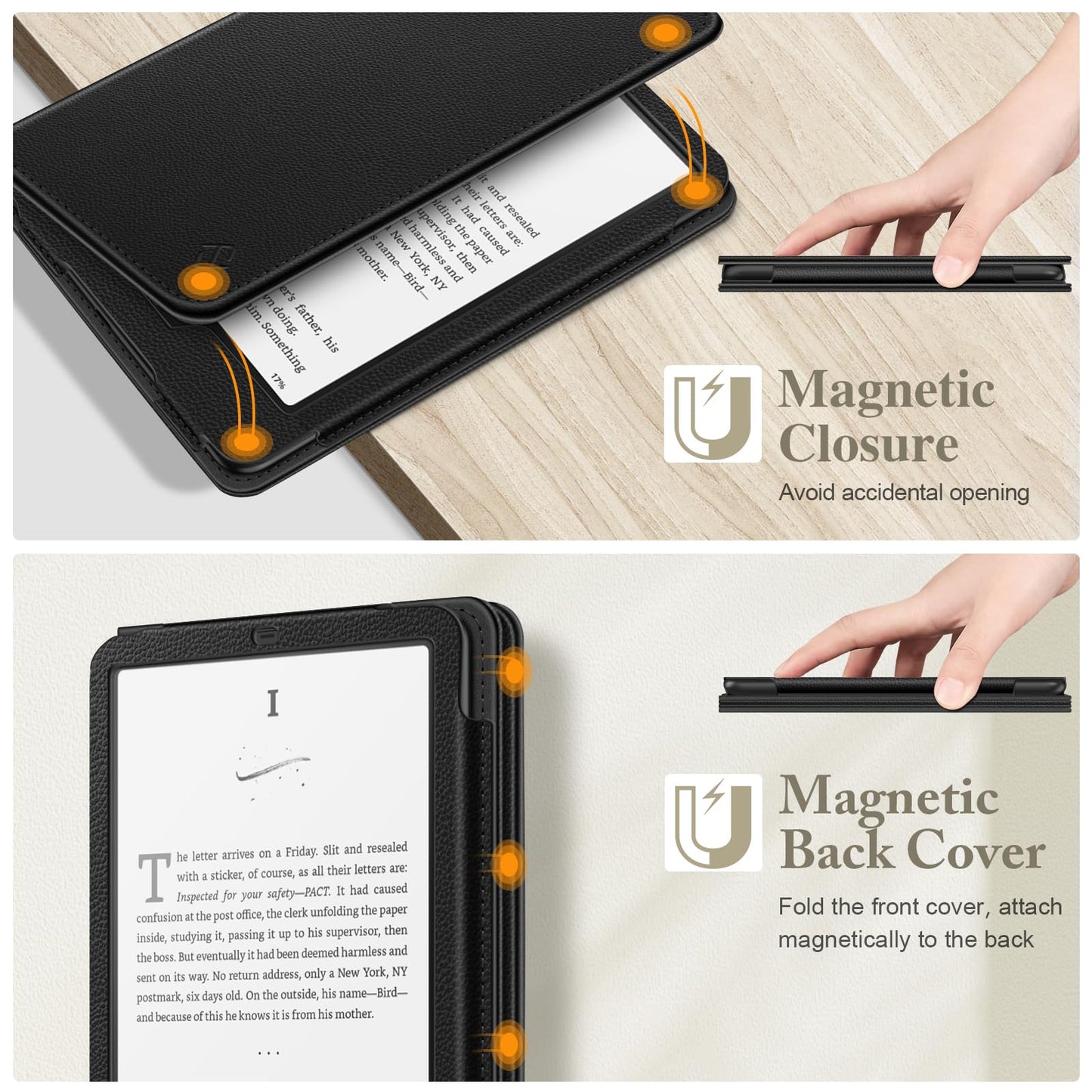 FINTIE Case for 7"/6.8" Kindle Paperwhite(12th/11th Generation-2024/2021) and Kindle Colorsoft Signature Edition - Foldable Stand Cover Auto Wake/Sleep for Paperwhite 2024, Black