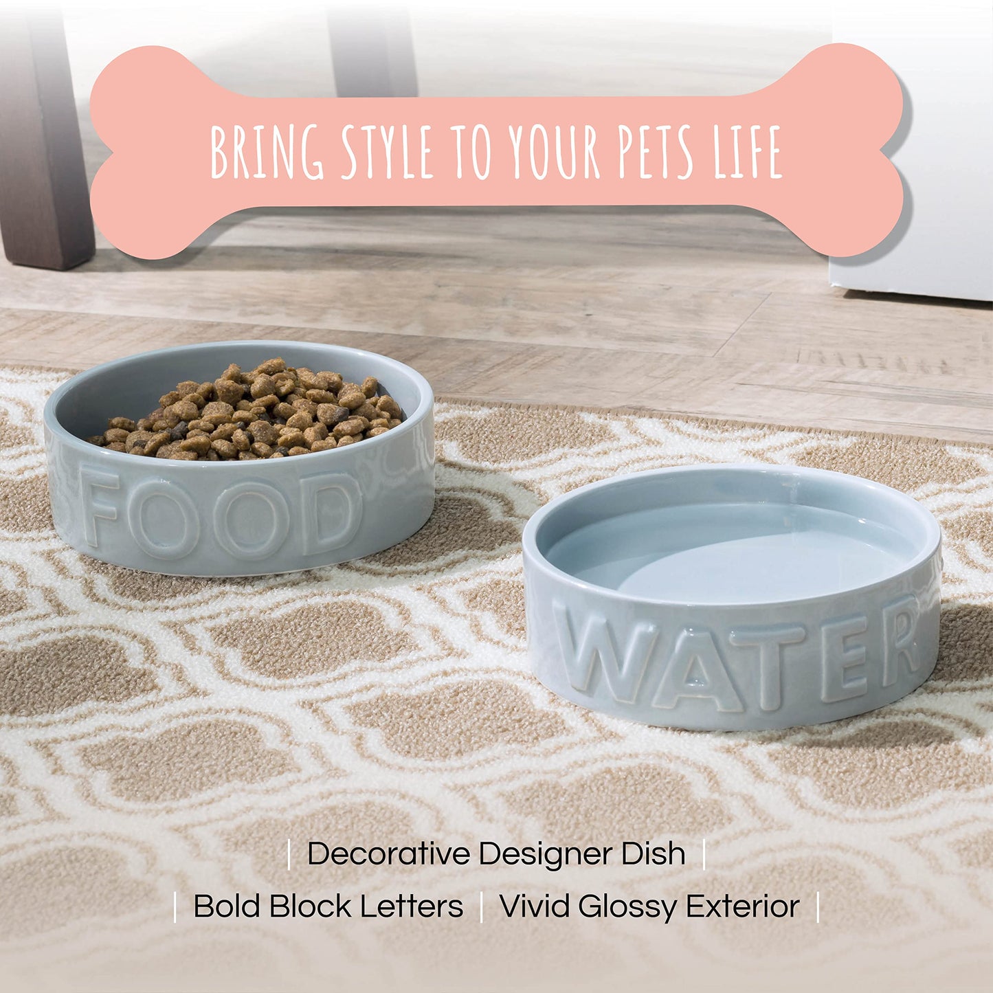 Park Life Designs Pet Bowl | Classic Water (Medium, Grey)
