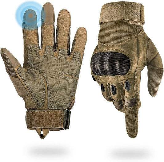 Tactical Gloves for Men - Hard Shell Knuckle Protection & Leather Palm | Ideal for Shooting, Motorcycle, Airsoft, and Climbing