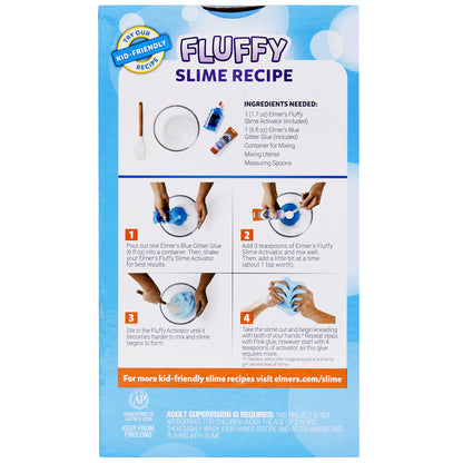 Elmer’s Fluffy Slime Kit, Includes Translucent Color Glue, Glitter Glue, Fluffy Slime Activator, 4 Count - Perfect for Parties, Gift, Activity Time