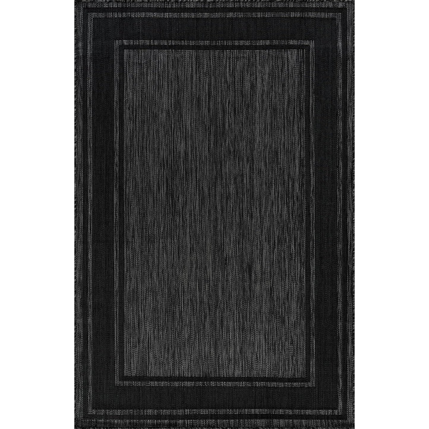 Beverly Rug Outdoor Rug 5x7 Modern Bordered Area Rugs for Indoor and Outdoor Patio Deck Porch Garden Waterproof Weather Sun Resistant Washable Outside Carpet (5 x 7 Black)