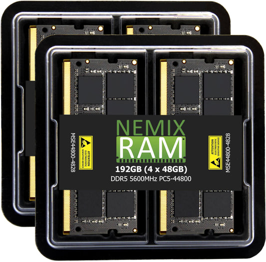 NEMIX RAM 192GB (4X48GB) DDR5 5600MHz PC5-44800 2Rx8 1.1V CL46 262-PIN ECC Unbuffered SODIMM Memory KIT