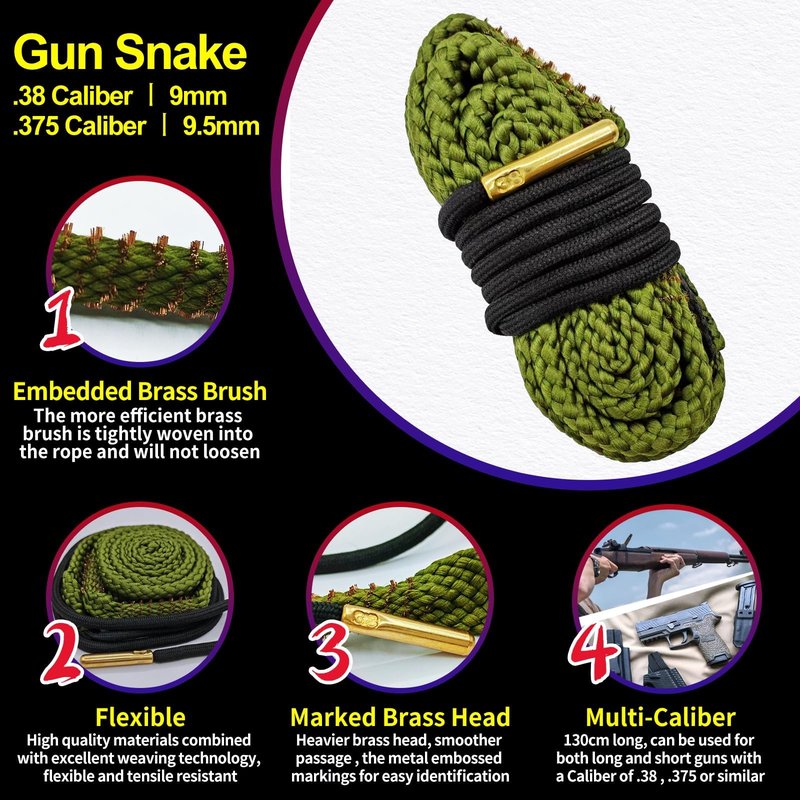 FLIDUKK 9mm Bore Cleaner+ 5oz CLP Oil (Needle+Spray) Gun Cleaning Kits,Gun Cleaning Supplies with Bore Cleaning Snake,Gun Cleaning Patches,6-inch Long Swabs,Gun Brushes,Metal Pick,Gun Cloth,Glove,Box