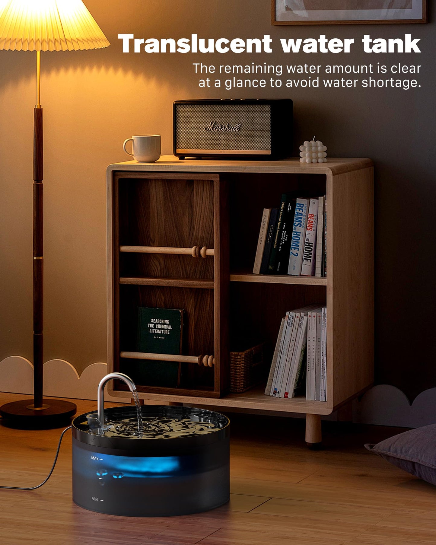 Cat Water Fountain: 108oz/3.2L Cat Fountain Super Silent Pet Drinking Dispenser - Water Fountains for Kitty Indoor - Quiet Pump and Faucet Design - Suitable for Cats and Dogs - BEMOONY