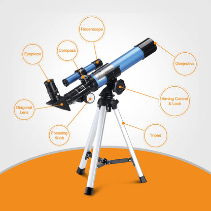 AOMEKIE Telescopes 40/400 with Tabletop Tripod 2 Eyepieces Portable Telescopes for Astronomy Beginners with Finderscope and Compass,Space, Gifts