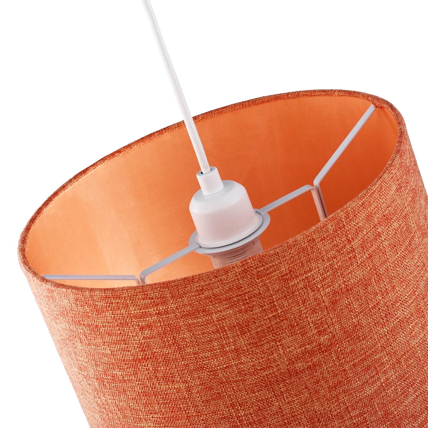 Contemporary and Sleek 12 Inch Rustic Orange Linen Fabric Drum Lamp Shade 60w Maximum | 30cm Diameter | for Table Lamp or Pendant by Happy Homewares