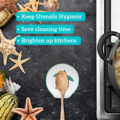 Turtle Spoon Rest - Coastal Ocean Nautical Decor, Teal Kitchen Accessories, Turquoise Hawaiian Beach Themed Decor for Stove Top Counter, Cute Sea Turtle Christmas Gifts