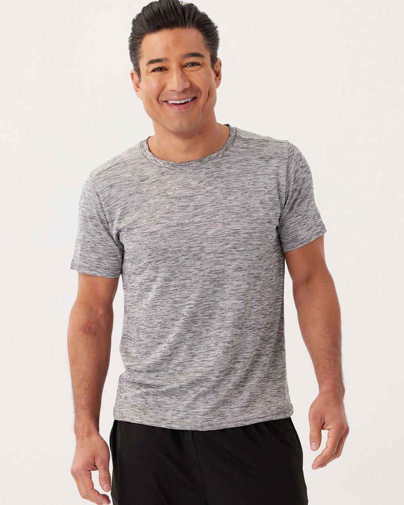 Real Essentials 5 Pack: Men's Dry-Fit Short Sleeve Crew Neck T Shirts Fitness Running Gym Workout Cool Exercise Athletic Tee, Set 1, Large