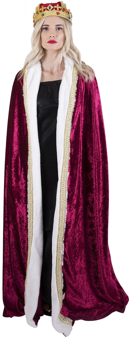 Kangaroo Red Velvet King Robe For Men - Kings Cape Cloak Crown Costume Royal Outfit - Prince, Kings and Queen Costumes for Adults - Halloween Costume Cosplay Dressup Apparel