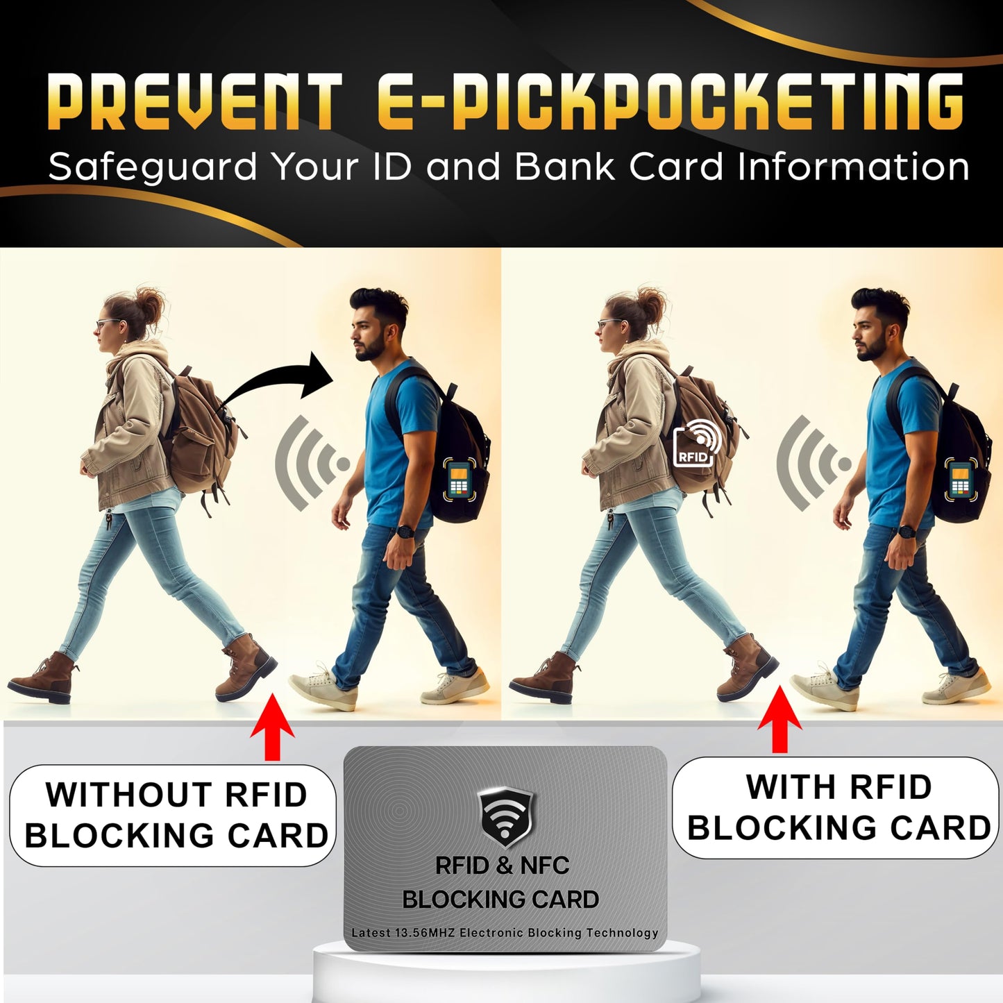 SaiTech IT 5 Pack RFID Blocking Cards, One Protects Entire Wallet Purse, NFC Contactless Bank Debit Credit Card Protector ID ATM Guard - Grey