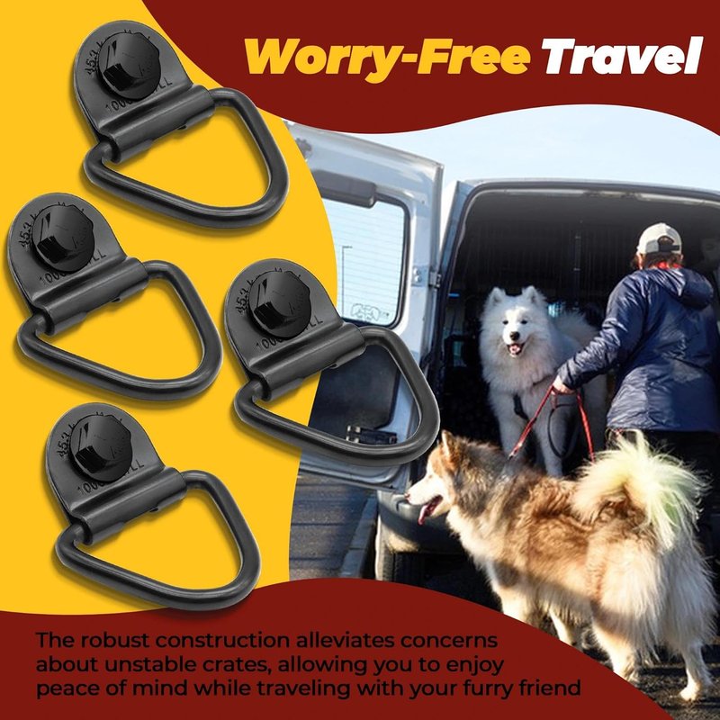 4-Pack Tie Down Kit for Kennels - Heavy-Duty D-Ring with 1000lb Capacity | Easy Install, All Black