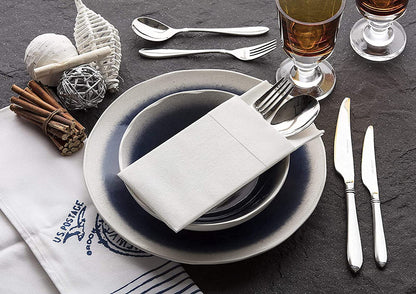 UKEENOR Disposble Dinner Napkins Cloth Like with Built-in Flatware Pocket,Wedding Party Linen Feel White Napkin, Prefolded for Silverware,Pack of 50
