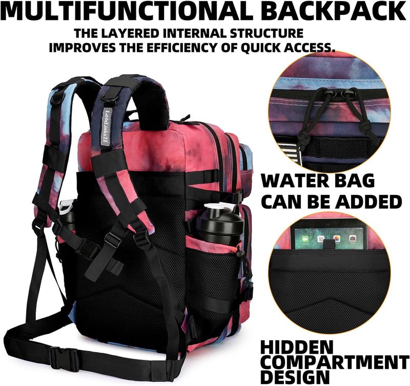 Tactical Backpack - 25L Military Assault Pack for Men & Women | Outdoor Travel Hiking Rucksack - Nebula Camo