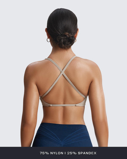 Aoxjox Women's Workout Sports Bras Fitness Sienna Low Impact Bra Yoga Crop Tank (Mink, Small)