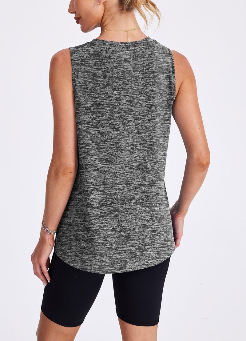 Beach Vacation Essentials Womens Workout Tops Tank Tops Yoga Shirts Athletic Running Sleeveless Gym Clothes Dark Grey XXL