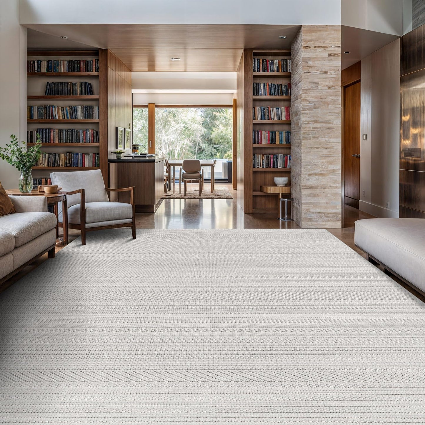 Luul Home Micro Loop Indoor Rug White 8x10 Boho Geometric Neutral Area Rugs for Living Room Soft Luxury Modern Low and High Pile Durable Stain Resistant Non-Shedding Indoor Area Carpet 8 x 10