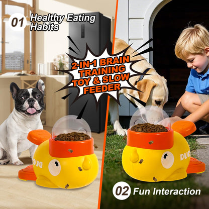 Fanosy Dog Interactive Treat Dispenser Toy, Food Puzzle Slow Feeder, 2-in-1 Durable Cute Duck Shaped Design for Small Medium Dogs and Cats, Interactive IQ Training Reduces Bloating