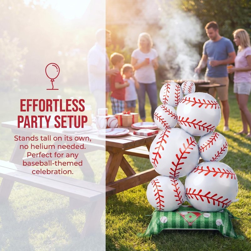 Soulchen 1 Pcs 3.5 ft Giant Self Standing Baseball Foil Balloons for Baseball Birthday Party Decoration Team Celebration Decor Backyard BBQ Sports Themed Party Supplies