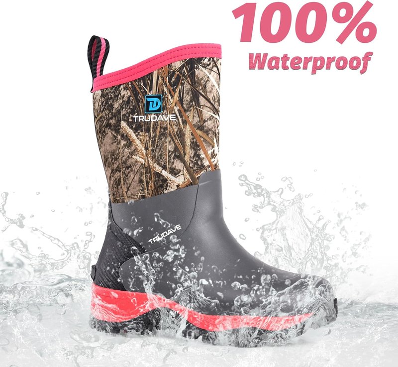 Rubber Rain Boots for Women - Neoprene Insulated, Anti-Slip Mid-Calf Waterproof | Sizes 6-11